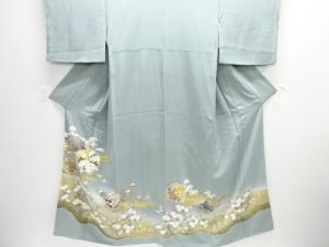 雪輪に花・群鶴模様刺繍一つ紋色留袖(比翼付き)